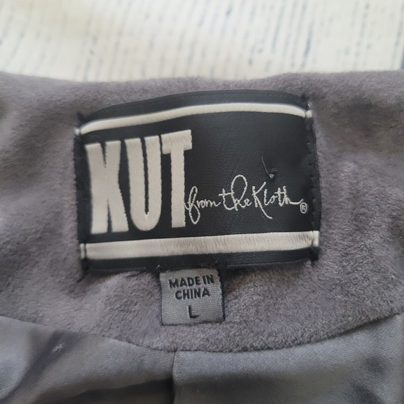 KUT from the Kloth Faux Suede Jacket Womens L Gray Peplum Zip KJ23301 - Picture 5 of 8